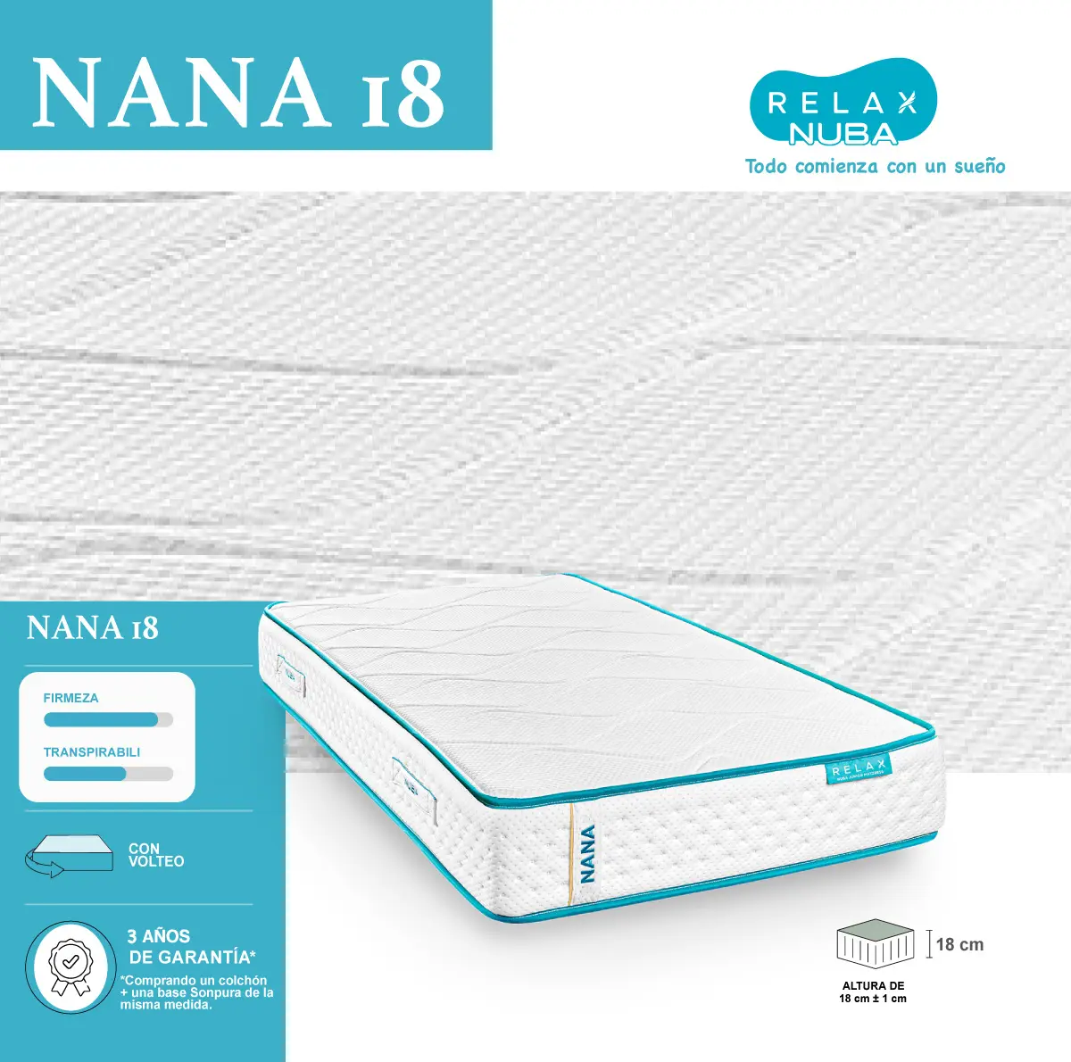 COLCHÓN JUVENIL NANA 18