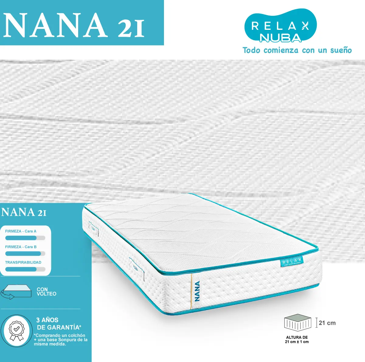 COLCHÓN JUVENIL NANA 21